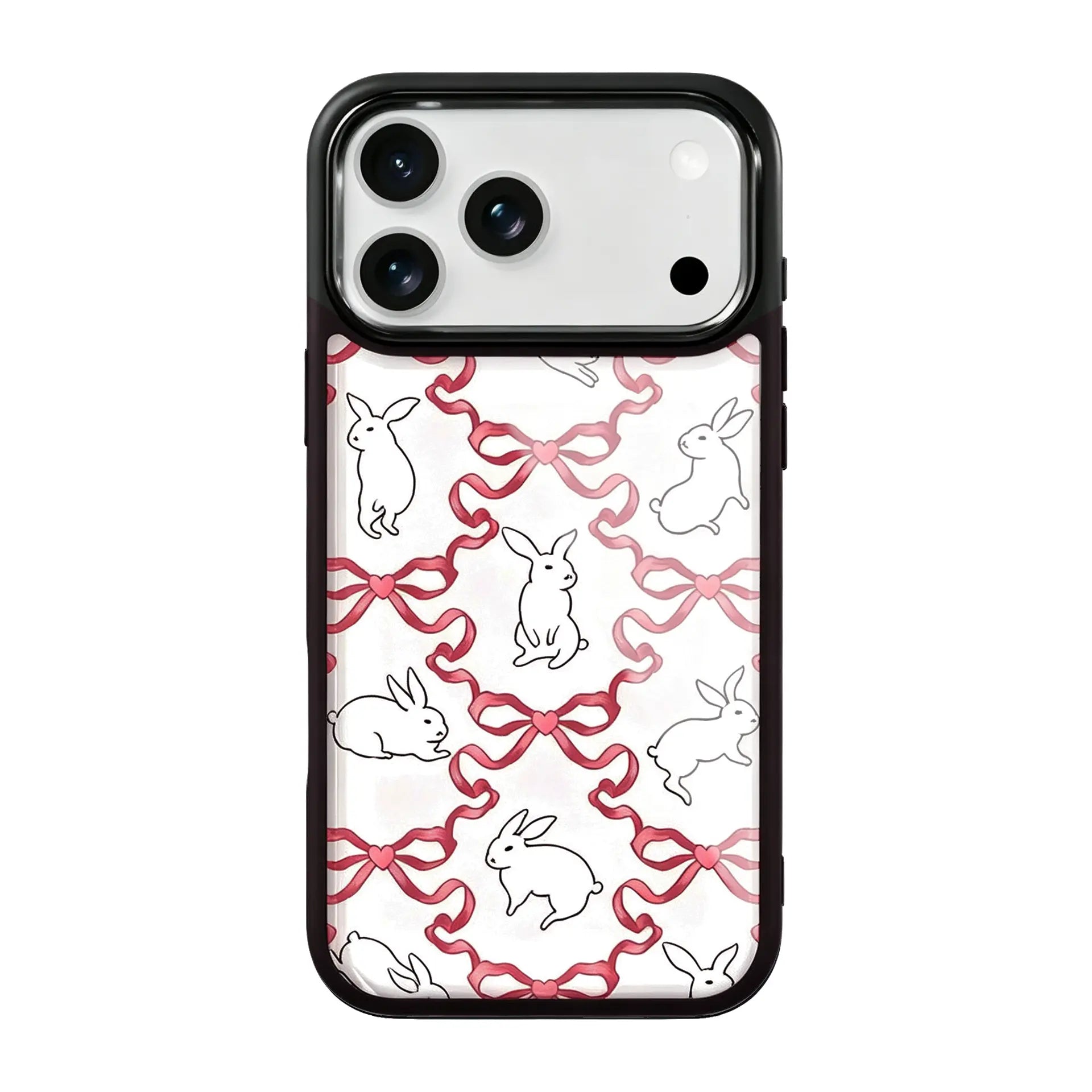 Blush Bunny Bow Magsafe Cute Phone Cases - Glaze Finish With Shimmer Accents