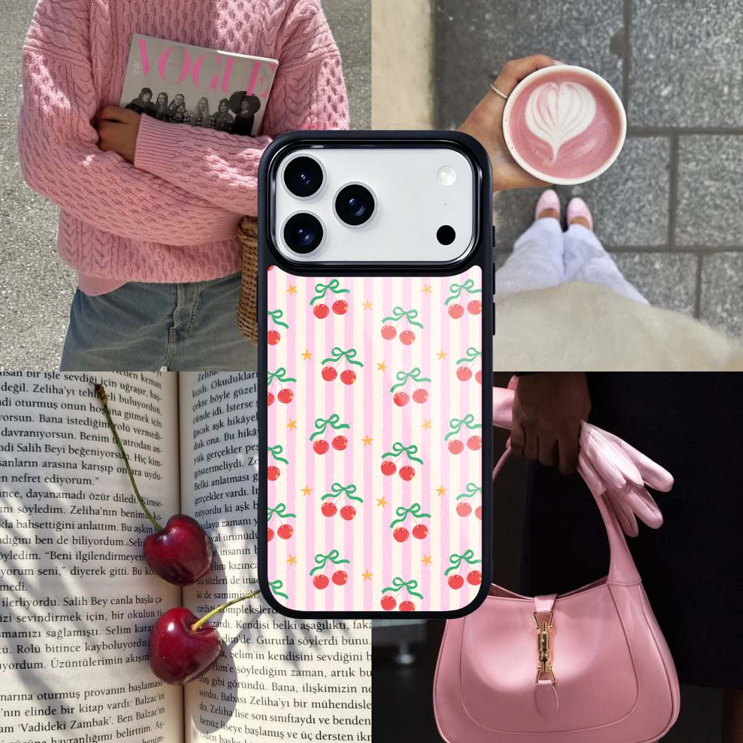 Cherry Kisses Magsafe Cute Phone Cases - Glaze Finish With Shimmer Accents