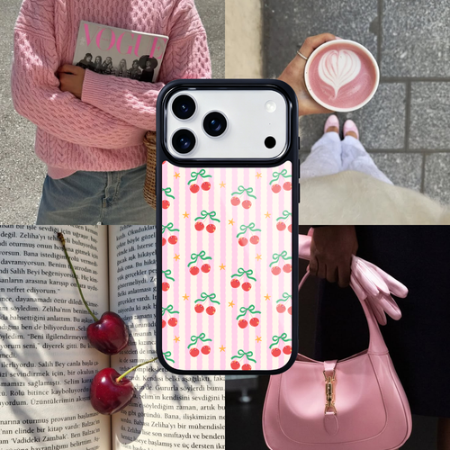 Cherry Kisses Magsafe Cute Phone Cases - Glaze Finish With Shimmer Accents