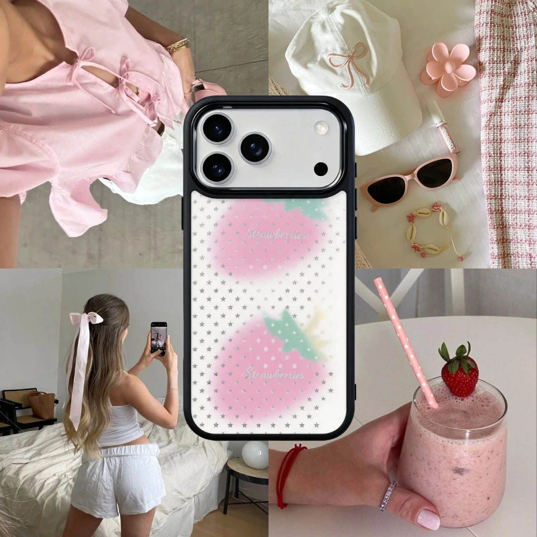 Strawberry Ice Cream Magsafe Cute Phone Cases - Glaze Finish With Shimmer Accents