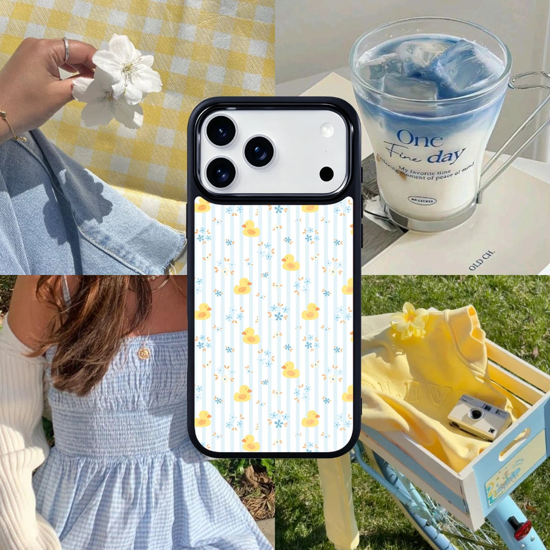 Little Joys Blue Stripes Magsafe Cute Phone Cases - Glaze Finish With Shimmer Accents