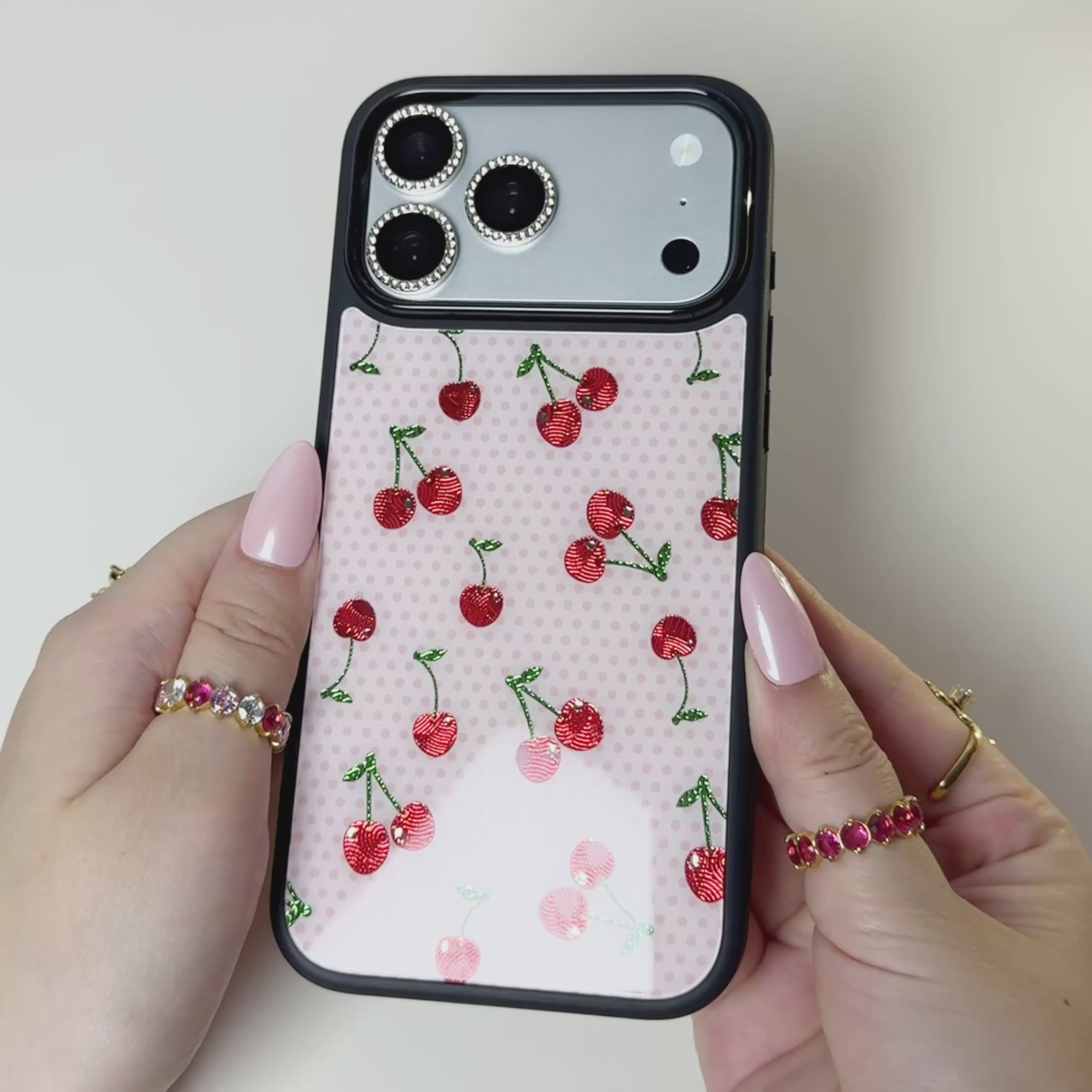 Cherry Polka Dot Magsafe Cute Phone Cases - Glaze Finish With Shimmer Accents